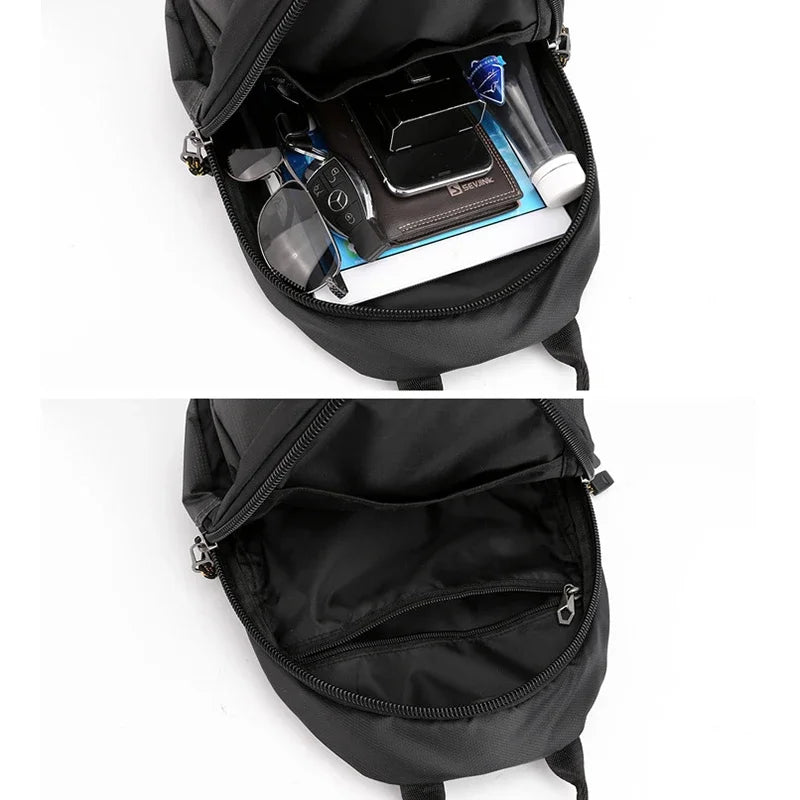 Men Nylon Small Backpack Rucksack  Multi-Functional Casual Travel Male Messenger Cross Body Chest Bags Knapsack Daypack