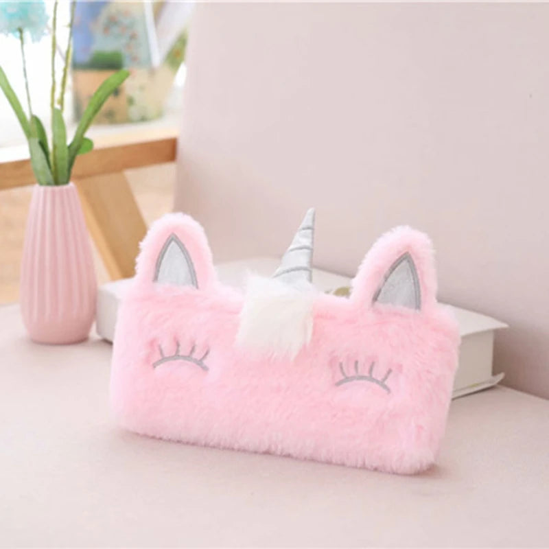 Plush Unicorn Cute Pencil Case Licorne Kawaii Girls Estuche Para Lpices for Trousse Astuccio Canvas Scolaire School Cartuchera