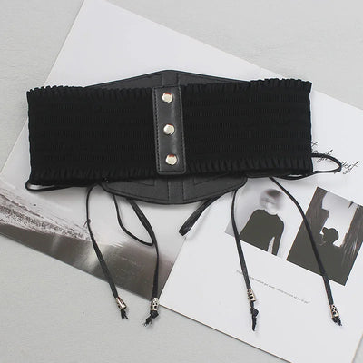 Ladies's Retro corset Belts Pin Buckle Elastic Lace & Gothic Style Cummerbunds tie rope Goth Punk For Women On Shirt Dress  Belt