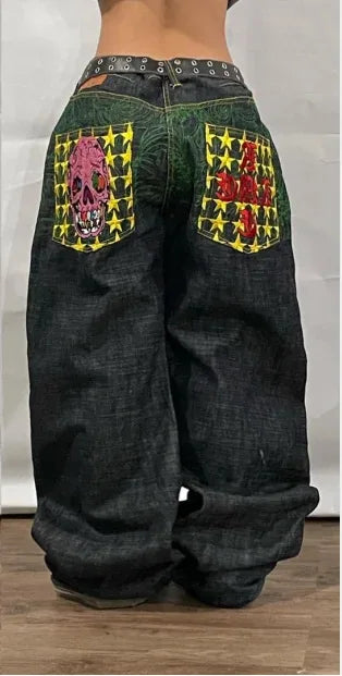 Y2K Harajuku Fashion New Solid Color Washed Baggy Jeans Women Streetwear Punk Popular Casual Joker High Waist Wide Leg Pants