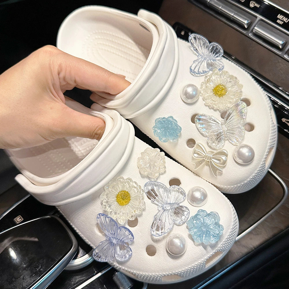Shoe Charms for Hole Shoe Accessories Artificial Crystal Shoe Buckle Decoration Charm Set Kids Party Xmas Gifts