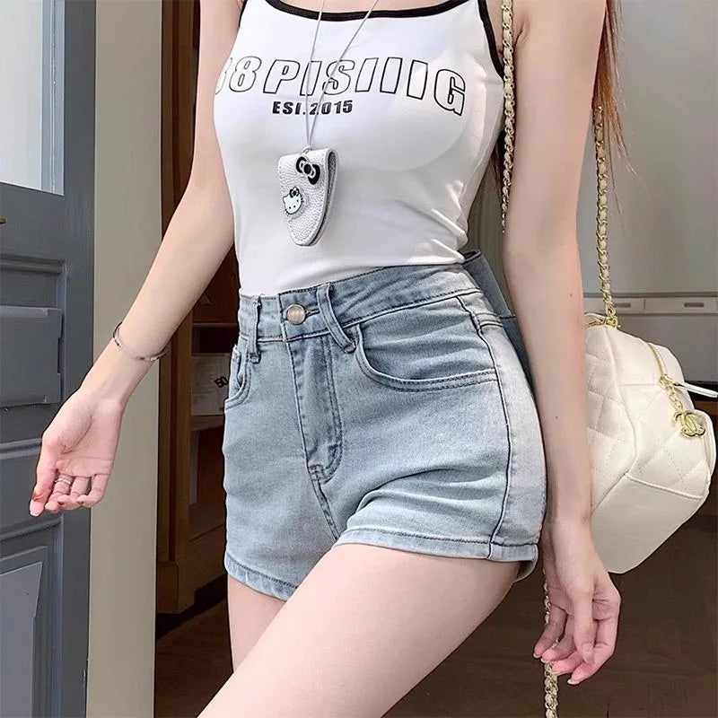 Women's Sexy Denim Shorts  Y2K Petite High Waisted Hip Lifting Shorts with Personality 3D Bow Detail Slim Summer Hot Pants