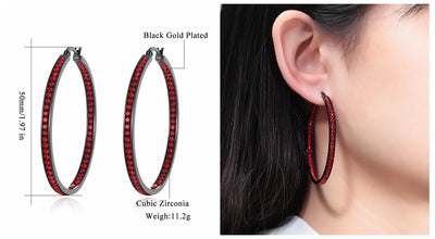 CiNily Hoop Earrings Silver Plated Mult-colors CZ Crystal Stone Stainless Steel Big Round Punk Earring for Women Summer Jewerly