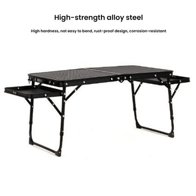 Camping Table Iron Mesh Folding Table Portable Outdoor Camping With Lifting Shelf Mesh Folding Table Outdoor Foldable Table