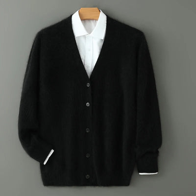 Women's Plus size Autumn Winter New Cardigan V-Neck Top 100% Mink Cashmere Knitted Sweater Casual Loose Large Long Sleeved Tops
