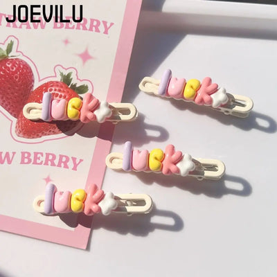 Lucky Dopamine Y2K Sweet Girly Hair Clips for Women Pastel Cream Cute Side Bangs Barrettes Hair Accessories for Kids BB Duckbill