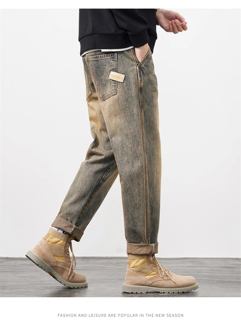 Men's Jeans Baggy Pants Loose Fit Harem Pants For Men Clothing Streetwear Fashion Pockets Patchwork Large Trousers Oversized 42