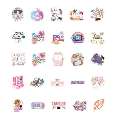 10/30/64pcs Cute Cartoon Cozy Gamer Graffiti Stickers DIY Notebook Laptop Phone Suitcase Fridge Decoration Sticker Kids Toys