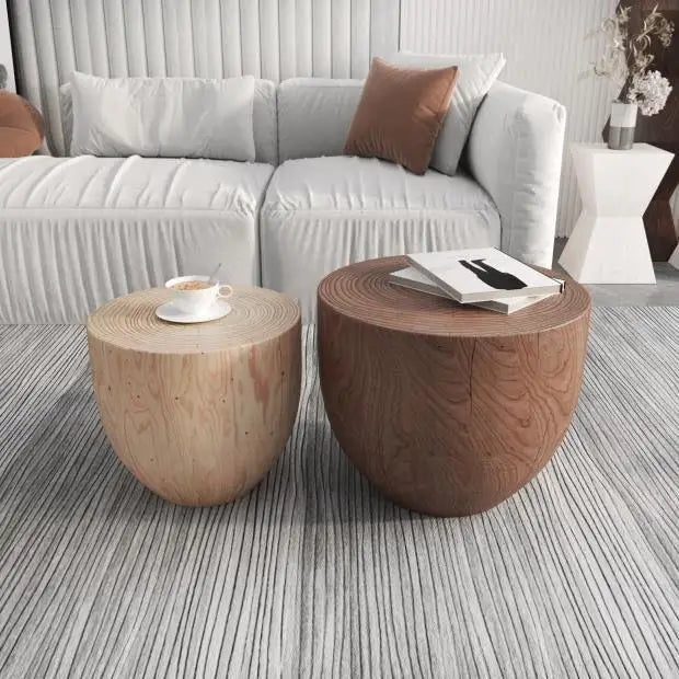 Solid Wood Stump Stool Rustic Wooden Pier Side Table Nordic Round Log Seat Boho Home Decor Accent Creative Living Room Footrest