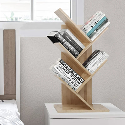 Rustic Standing Tree Bookshelf Wood Display Rack For Home Office Decoration Storage Organizer Shelf Bookcase