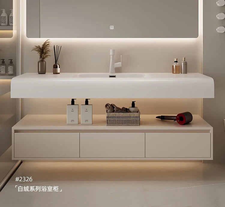 Bathroom Furniture Skin Sensor Bathroom Vanity Cabinet With Sink And Mirror Integrated Arc Washing Table Combination To Wash