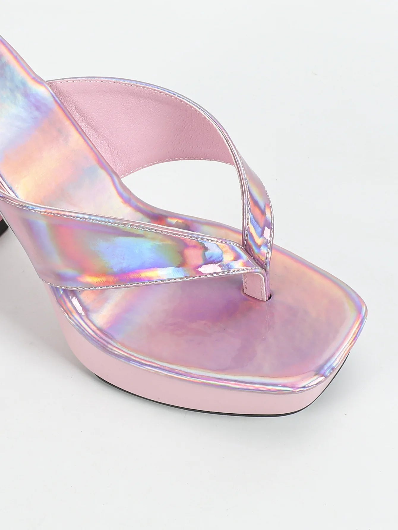 Square Toe Sandals For Women Flip flops Summer Slippers 12CM Thick Sole Clip Toe High Heels Slides Outdoor Black Ladies Shoes