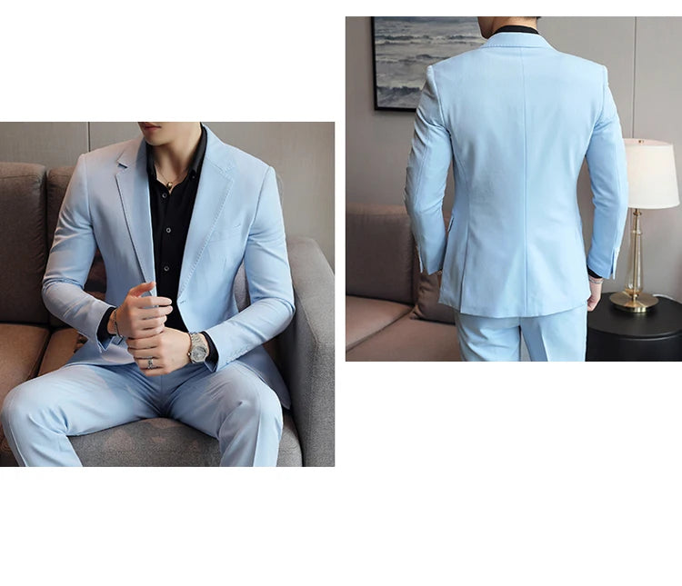 2024 Slim Fit Men's Wedding Casual Suit High-End All-in-One Handsome Two Button Fashion Boutique Single West Coat S-5XL