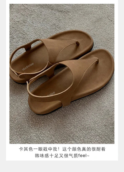 Flat with Slip-on Casual Modern Sandals Low Heel Solid 2025 High Quality Ladies Shoes Back Strap Roman Women's Sandals