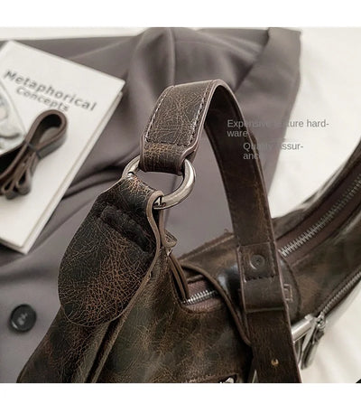 Retro Belt Design PU Leather Shoulder Bags for Women 2024 Y2K Small Vintage Female Underarm Crossbody Bag Fashion Handbags