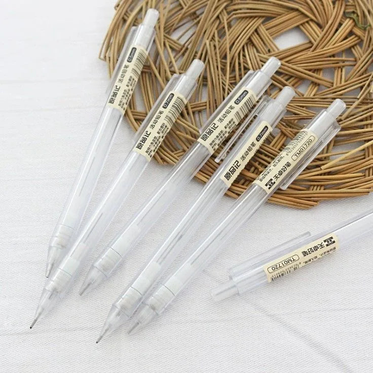 Mixed Loading 0.5&0.7mm Mechanical Pencil White Simple Automatic Pen for Students School Supplies Office Accessories Stationery