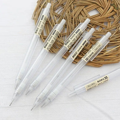Mixed Loading 0.5&0.7mm Mechanical Pencil White Simple Automatic Pen for Students School Supplies Office Accessories Stationery