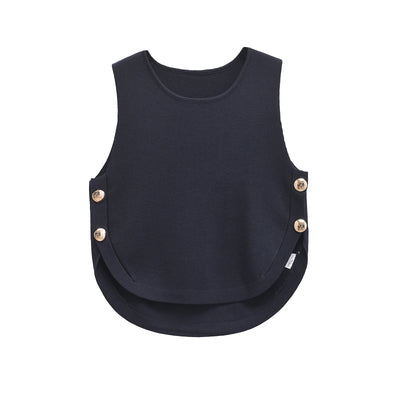 TRAFSHE Woman Side Buttons Knitted Vest Casual Slim Sleeveless High Low Hem O Neck Tanks Y2K Autumn Crop Top 9598/133