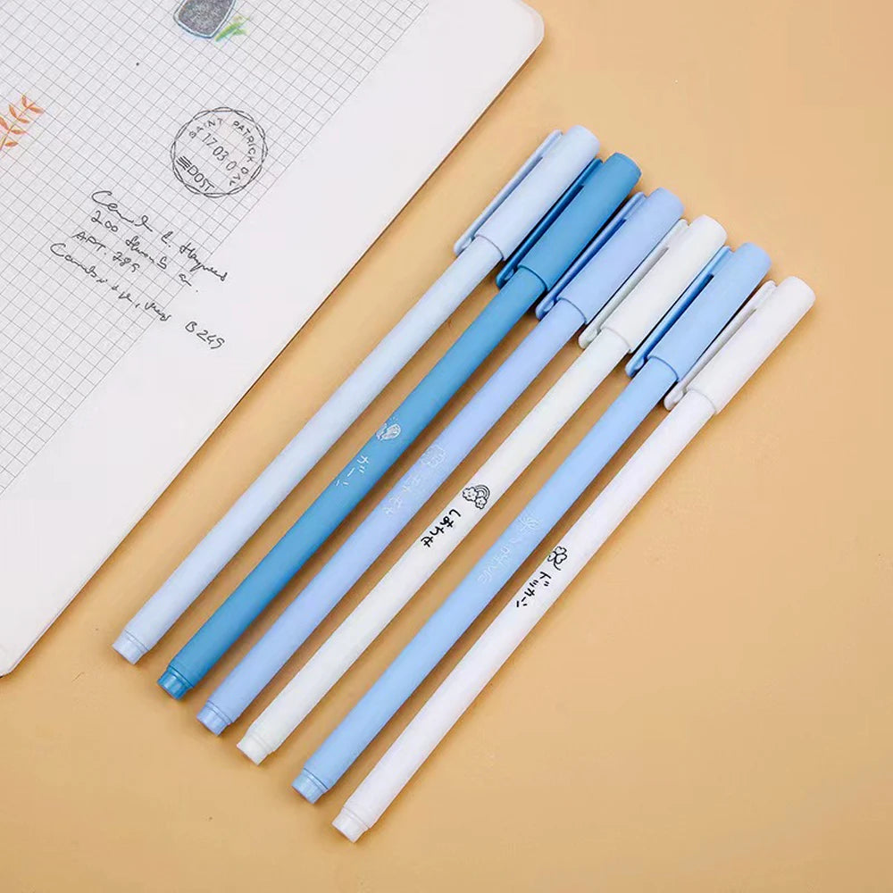 6Pcs/Set Cute Morandi Gel Pen Kawaii 0.5mm Black BallPen Office School Stationery Supplies Student Writing Water Pen Neutral Pen