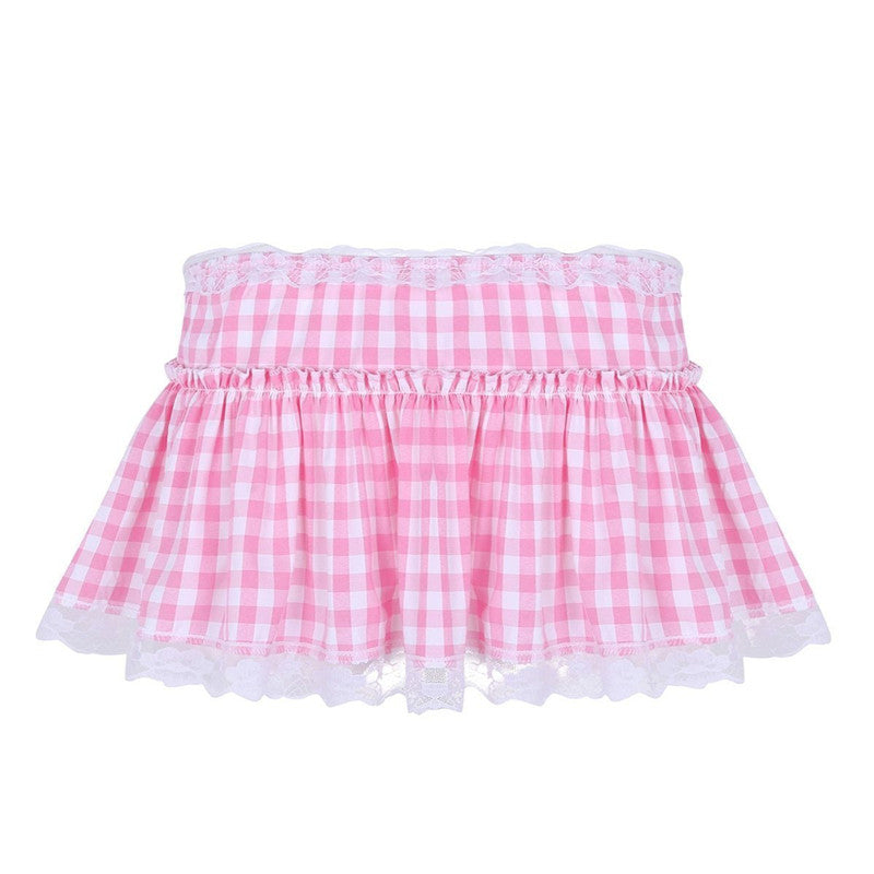 Lace Gingham Mini Skirt