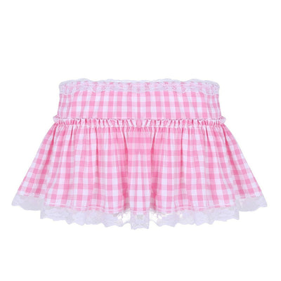 Lace Gingham Mini Skirt