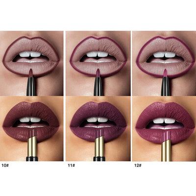 Matte Smooth Lipstick Sexy Soft Matte Red Purple Lipstick Crayon Carving Lip Contours Lip Liner Pencil Double Head Lipsticks