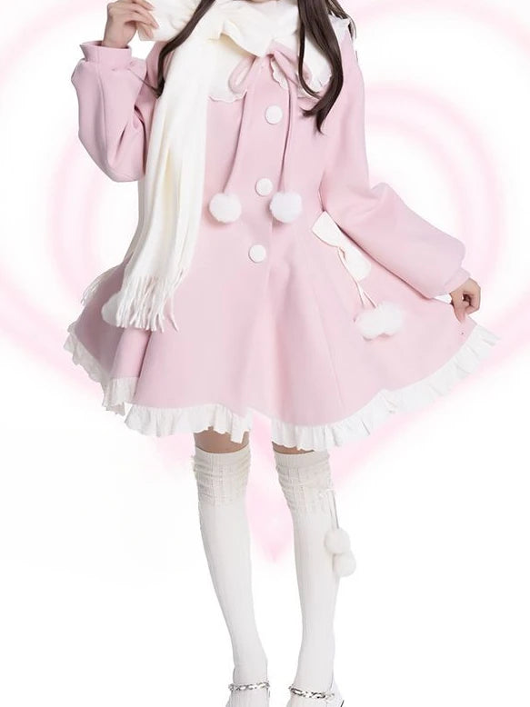 Japanese Kawaii Lolita Lace Patchwork Sweet Dress Coat Women Y2k Aesthetic Contrast Color Dresses Single Breasted Party Vestidos