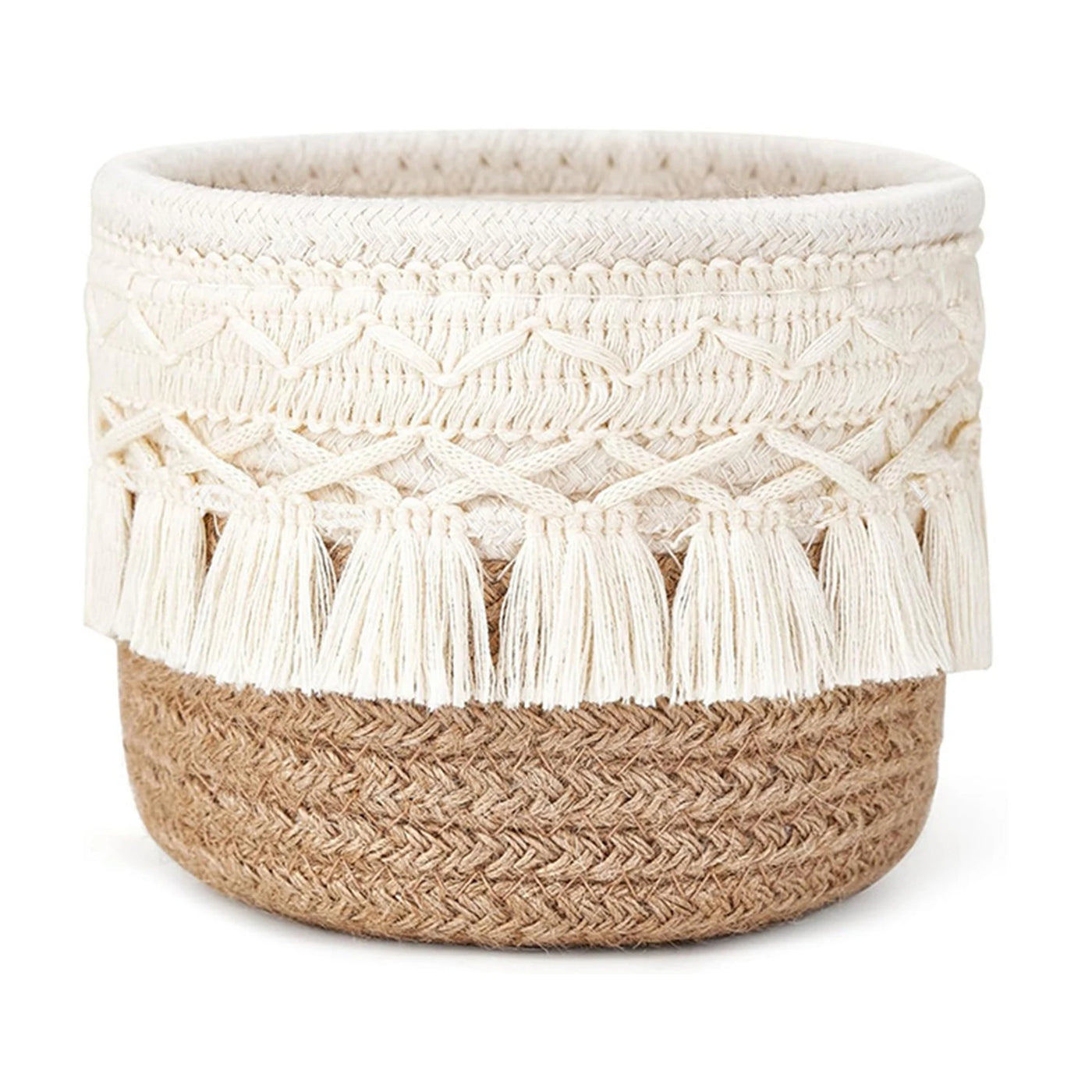 1Pcs Hand-woven Tassels Simple Nordic Cotton Rope Makeup Brush Stationery Pen Holder Storage Household Sundries Storage Basket