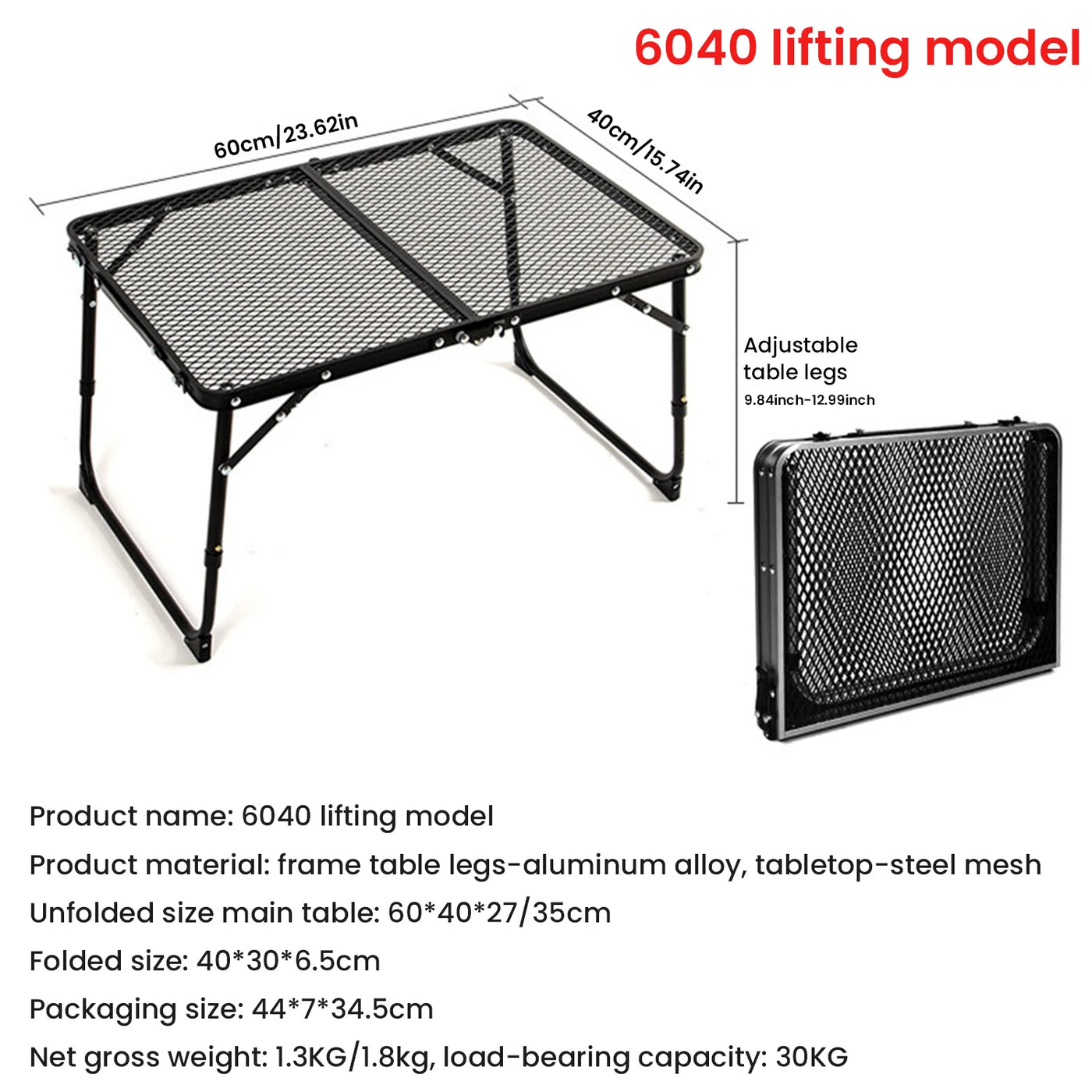 Camping Table Iron Mesh Folding Table Portable Outdoor Camping With Lifting Shelf Mesh Folding Table Outdoor Foldable Table