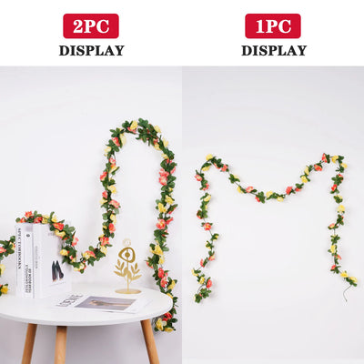 250CM Rose Artificial Flowers Christmas Garland for Home Room Wedding Decoration Spring Autumn Garden Arch DIY Fake Plant Vine