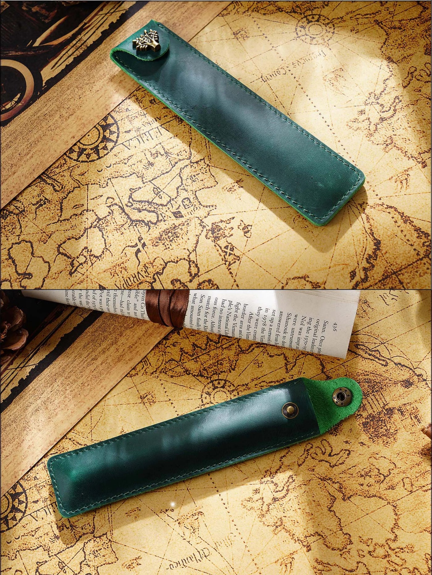 Genuine Leather Pen Case Cowhide Stationery Pencil Holder Bag Pen Pouch for Travel Notebook Journal Pen Cover
