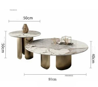 Light Luxury Italian Coffee Tables for Living Room Small Round Rock Slab Designer Table Minimalist Smooth Side Table for Office