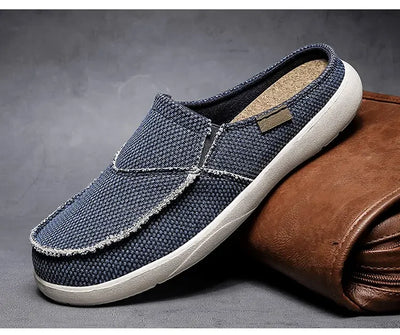 Men Half Shoes Slippers Summer Canvas Casual Classic Outdoor Slip-on Men Light Breathable Flat Loafers Walking Shoe Zapatillas