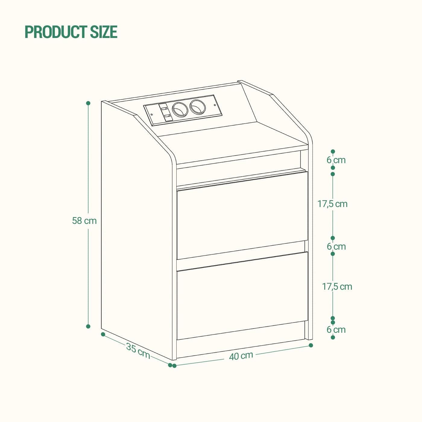 Bedside Table with 2 Drawers, Side Table, Stylish and Versatile, Ideal for Living Room and Bedroom