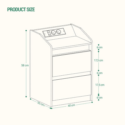 Bedside Table with 2 Drawers, Side Table, Stylish and Versatile, Ideal for Living Room and Bedroom