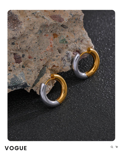 Yhpup  Chic Stainless Steel Geometric Round Hoop Earrings Women Gold Silver Color Charm Trendy Fashion Temperament Jewelry
