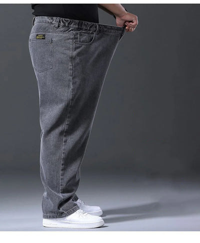 Men's Plus Size Jeans Elastic Waistband 30-48inch Stretch Denim Pants Straight Leg Breathable Loose Fit Streetwear Casual Wear