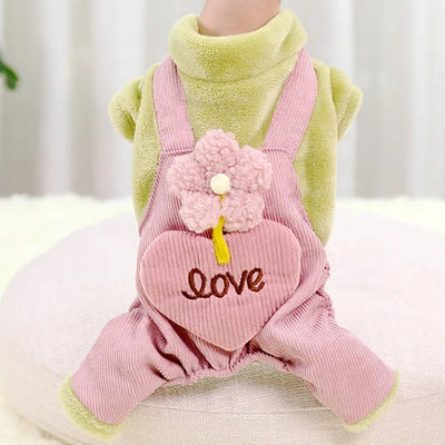 Soft Warm Dog Jumpsuits Pet Dog Coat for Small Dog Flower Pattern Puppy Pajamas Luxury Cat Jumpsuits Pet Jacket Coat Dog Clothes