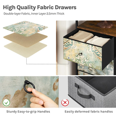 Chest of Drawers with 8 Fabric Drawer Sideboard Storage Cabinet for Kitchen Office with Charging Sockets Steel Frame 132x88x30cm