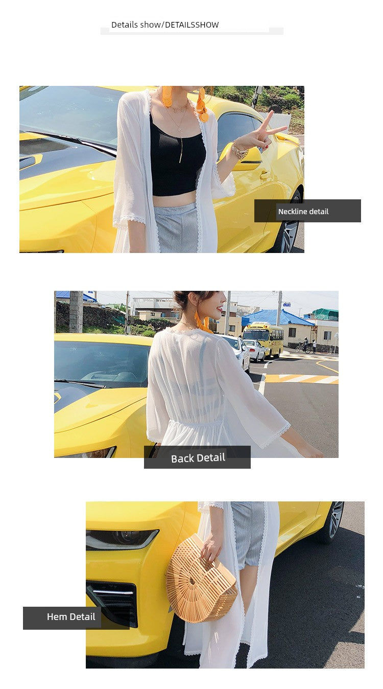 Beautiful Vacation Long Pleating Beach Shawl Cardigan
