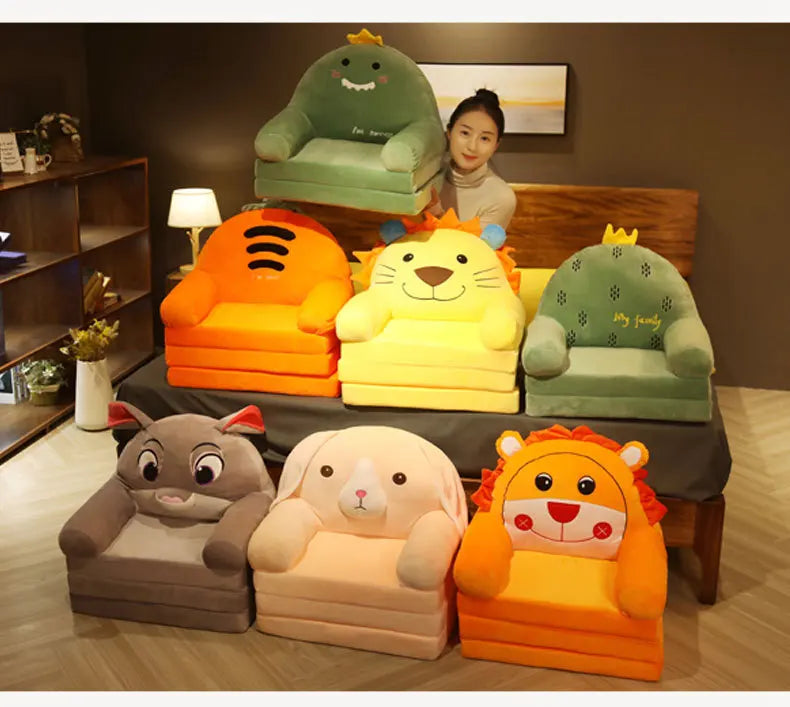 Children Sofa Cute Cartoon Lazy Folding Small Sofa Bed Girl Princess Baby Toddler Dual-purpose Small Child Seat