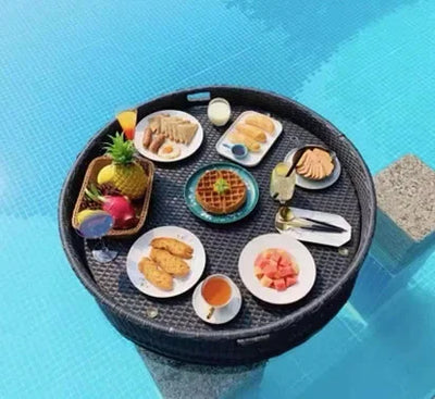 Net red floating tray round rattan woven heart-shaped basket Homestay Hotel Villa swimming pool dinner plate