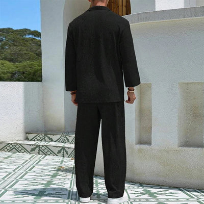 2024 Spring Summer Casual Cotton Shirts And Pants Suits Men Vintage Half Sleeve Irregular Cardigan Two Piece Sets Mens Outfits