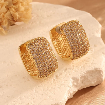 ZAKOL New Fashion U Shape Gold Color Hoop Earrings For Women Wedding Anniversary Gift Jewelry Wholesale