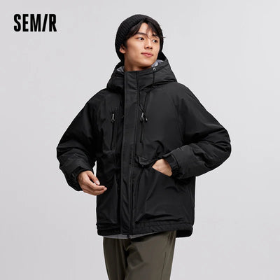 Semir Cotton-Padded Jacket Men 2024 Winter Waterproof, Oil-Resistant, Stain-Resistant and Windproof Outerwear Loose