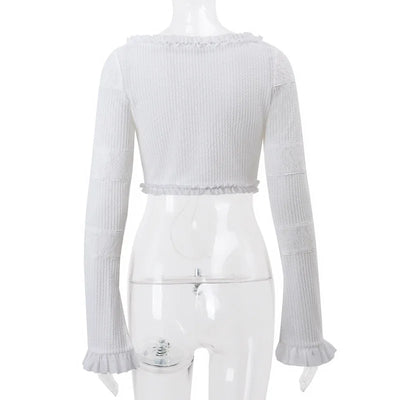 Hot Sale Women's Dress Sets for 2024 Autumn featuring Sexy V-Neck Knitted Cardigan and Sweet Lotus Leaf Hem Shorts