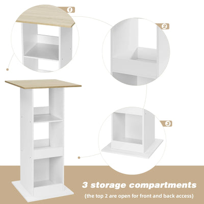 WOLTU 1PC Bar Table Bistro Square Counter Table with 3 Shelves Side Cabinet Drink Stand for Pub Kitchen Dining Room Living Room