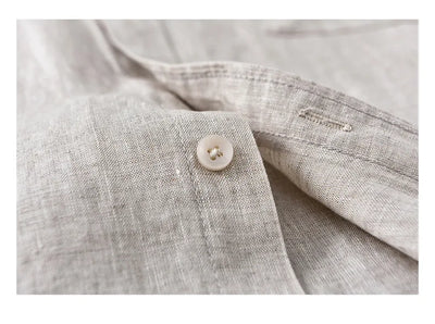 2025 Summer New Breathable Thin 100% Linen Short Sleeve Shirt for Men Casual Turn-down Collar Classic Shirt DC927