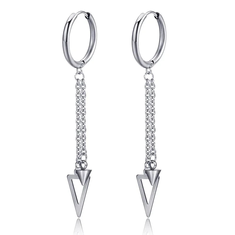 New Punk Stainless Steel Chain Hoop Earrings For Women Men 2023 Trendy Goth Pop Hip Hop Pendants Ear Jewelry Accessories Earring