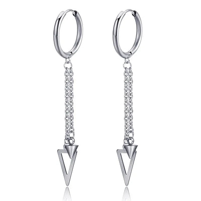 New Punk Stainless Steel Chain Hoop Earrings For Women Men 2023 Trendy Goth Pop Hip Hop Pendants Ear Jewelry Accessories Earring